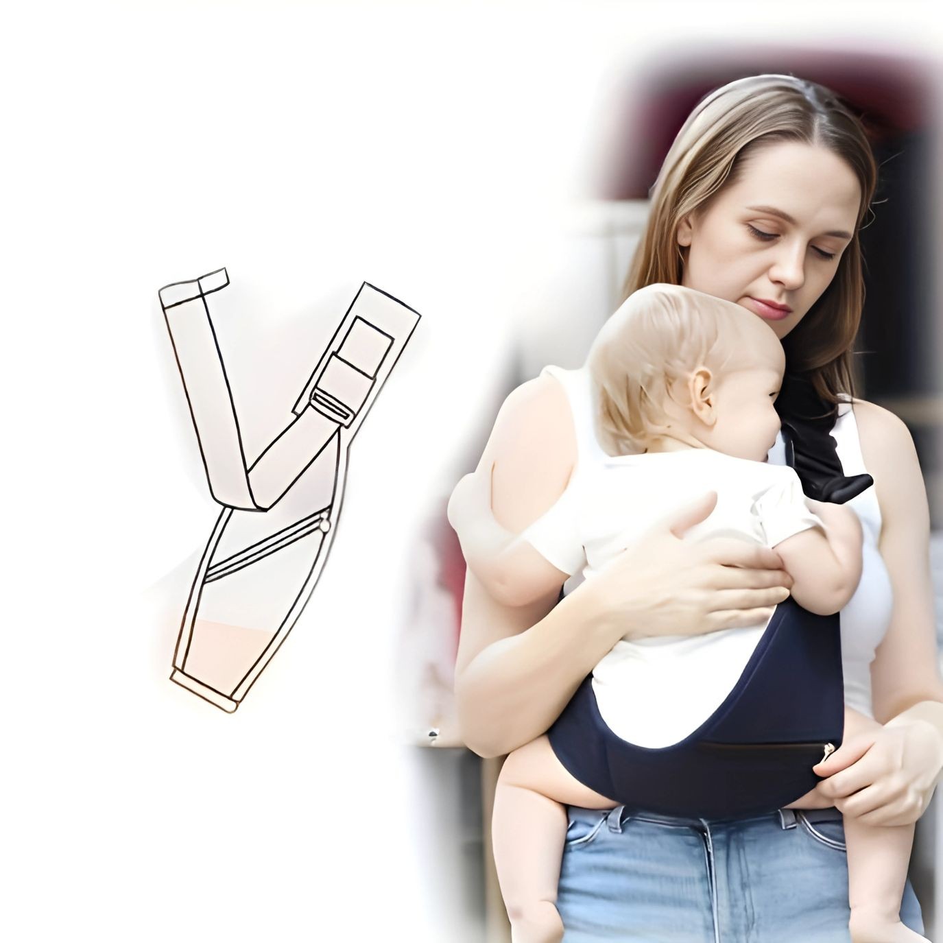 Babytrage Hüftsitz, Navy Blau
