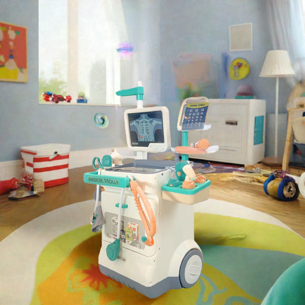 Kinder Arzt/ Doktor Trolley Spielzeug-Set mit Licht- & Soundeffekte - Bodesuuri