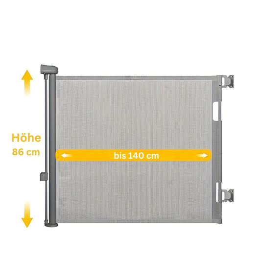 ausziehbares Türschutzgitter / Treppenschutzgitter, bis 140 cm - grau - Bodesuuri