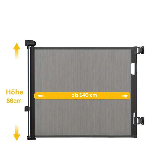 ausziehbares Türschutzgitter / Treppenschutzgitter, bis 140 cm - schwarz - Bodesuuri