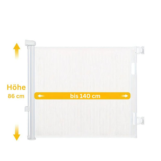 ausziehbares Türschutzgitter / Treppenschutzgitter, bis 140 cm - weiss - Bodesuuri