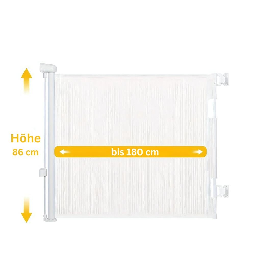 ausziehbares Türschutzgitter / Treppenschutzgitter, bis 180 cm - weiss - Bodesuuri