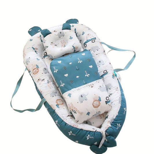 Baby Kuschelnestchen/ Bettnestchen mit Kissen und Decke, Savanne Türkis - Bodesuuri