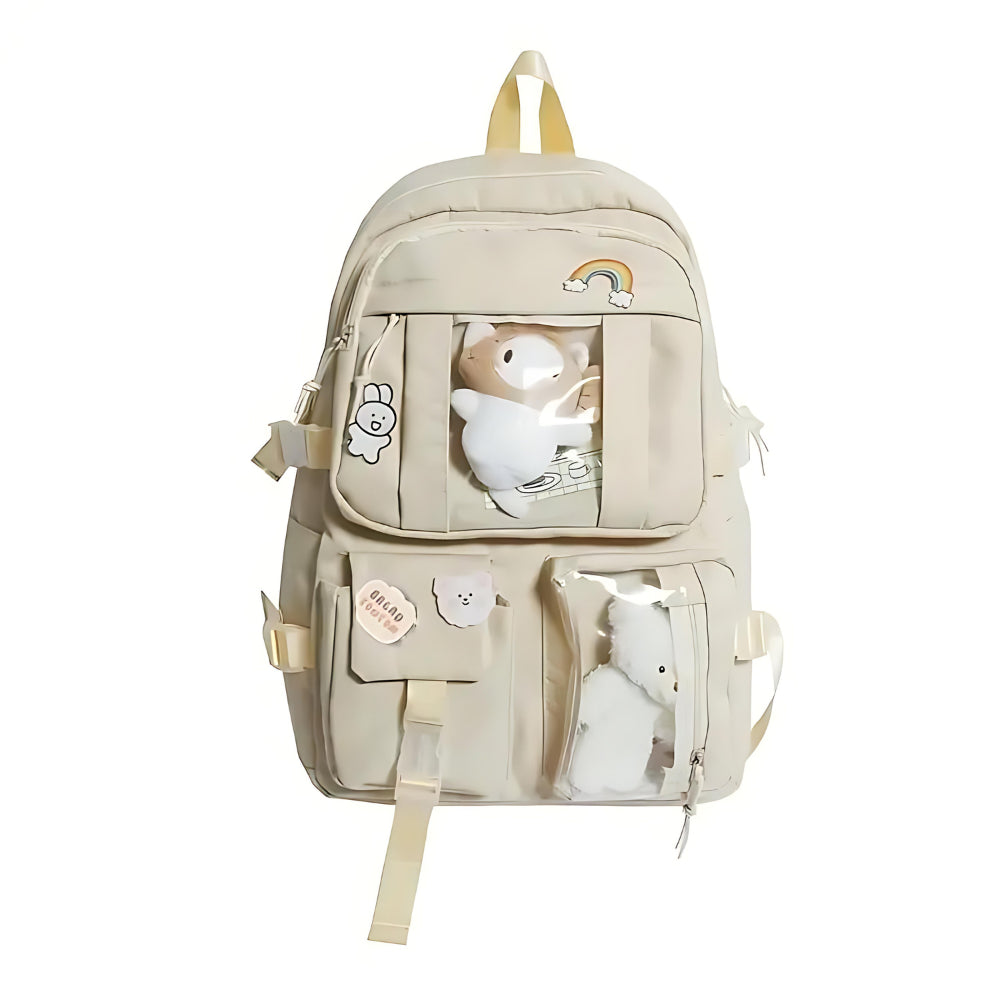 Kinder Rucksack mit Plüschtierchen, Ivory - Bodesuuri