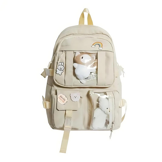 Kinder Rucksack mit Plüschtierchen, Ivory - Bodesuuri