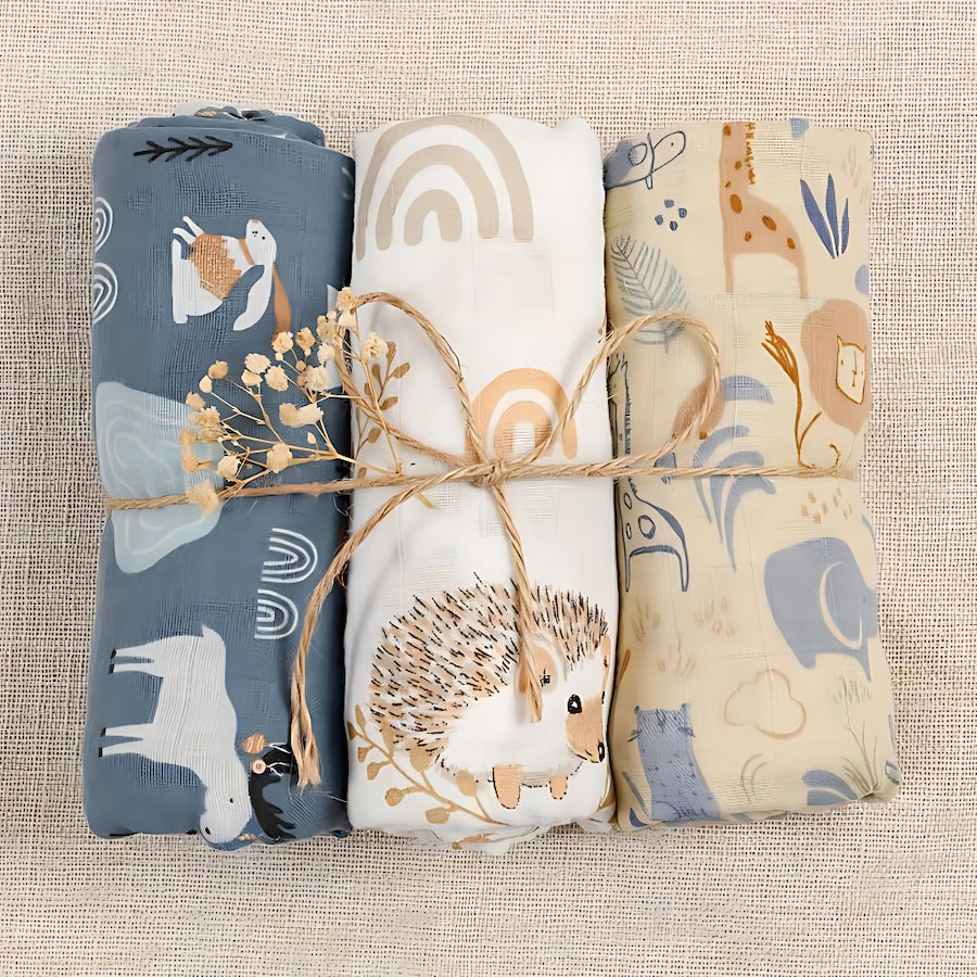 Mulltuch Swaddles (3er-Pack), Igel/ Fuchs - Bodesuuri