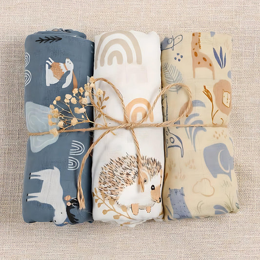 Mulltuch Swaddles (3er-Pack), Igel/ Fuchs - Bodesuuri