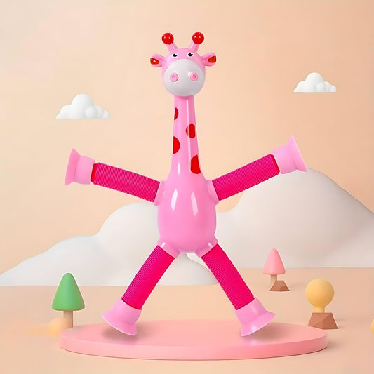 Spielzeug Giraffe mit Teleskop-Armen und -Beinen, Pink