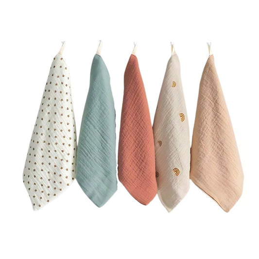 Waschlappen-Set aus zweischichtiger Musselin-Baumwolle
